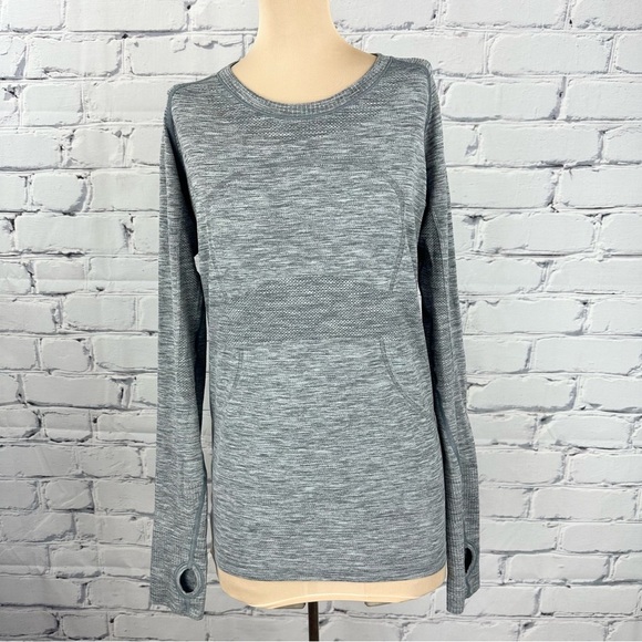lululemon athletica Tops - Lululemon Swiftly Tech Long Sleeve Shirt Gray Stretch Women’s 10 Gym Workout